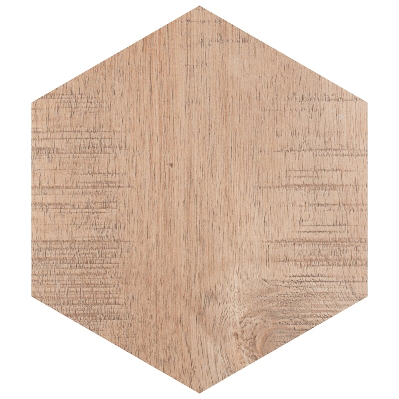 Merola Tile Sawnwood Hex Brown 8-5/8" x 9-7/8" Porcelain Floor and Wall Tile