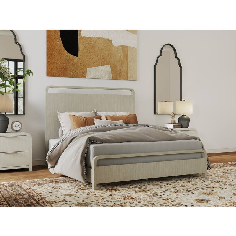 Roundhill Furniture Tavari Wood Panel Bed, Light Gray Finish
