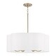 preview thumbnail 5 of 4, 24" W x 9" H 6-Light Pendant in Matte Brass with White Fabric Shade - 24"W x 9"H