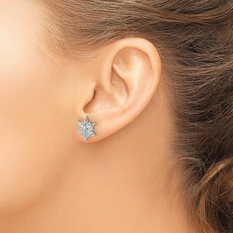 Curata 14k White Gold Diamond Earrings - 13x12mm Wide