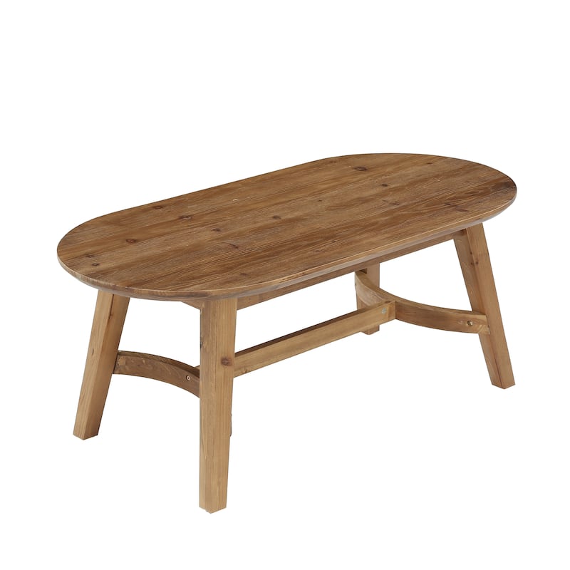 Solid Wood Oval Coffee Table, 47.2 InchFarmhouse Center Table - Brown