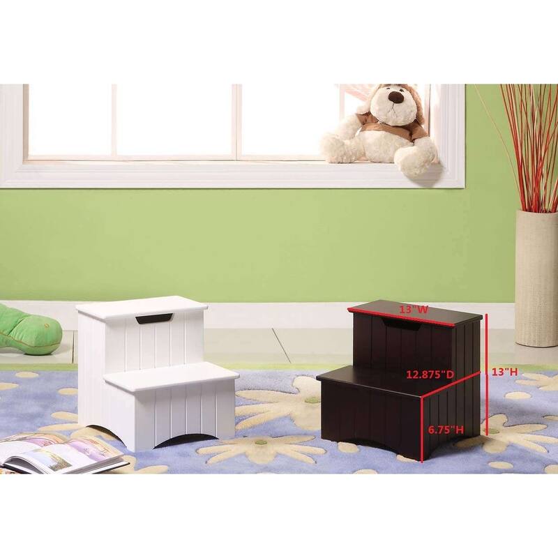Wood Step Stool with Storage, Dark Cherry
