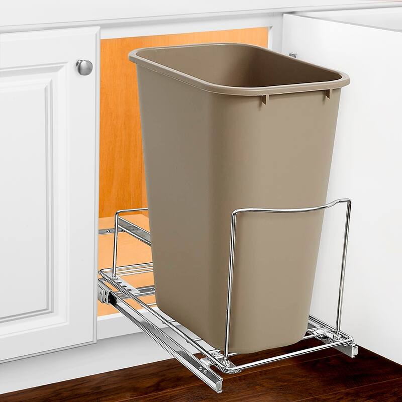 LYNK PROFESSIONAL® Pull Out Trash Can Under Cabinet - Under Sink Trash Can Storage (Trash Can Not Included) - Chrome