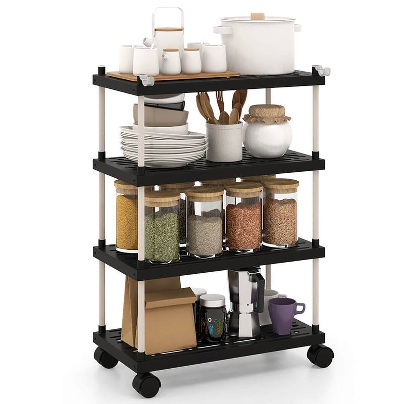 Gymax 4-Tier Slim Storage Cart Kitchen Organizer Utility Cart