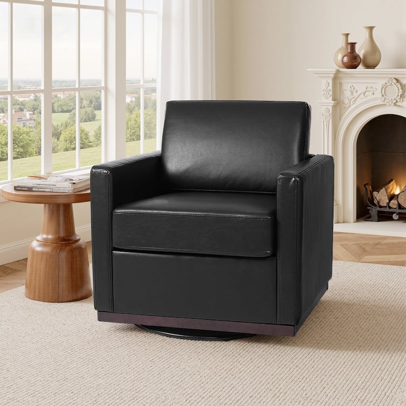 uixe Modern Upholstered Swivel Accent Chair with Pocket Spring Seat