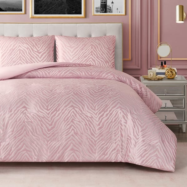 slide 2 of 14, Juicy Couture Sparkle Zebra Jacquard Comforter Sets Pink Marshmallow - King
