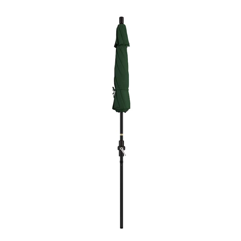 California Umbrella 7.5' Sun Master Patio Umbrella Bronze Aluminum Pole Fiberglass Ribs Crank Lift Tilt Sunbrella Cilantro