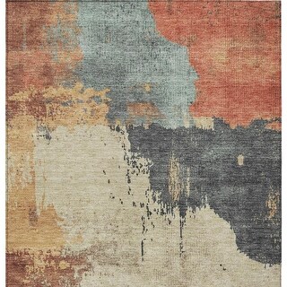 8' X 10' Rust Beige And Charcoal Abstract Washable Indoor Outdoor Area ...