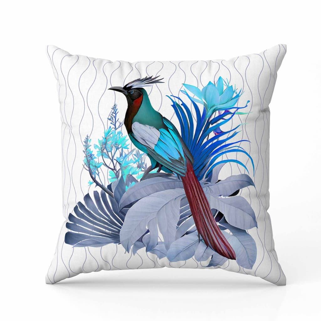 Woodland Flyers Faux Suede Reversible Throw Pillow White and Blue