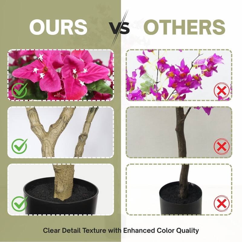 6FT Artificial Bougainvillea Tree in Black Pot - Lifelike Indoor Faux Plant for Home Decor