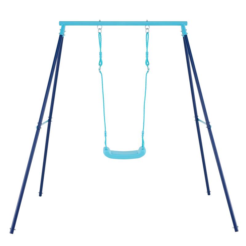 Gymax Toddler Swing Heavy Duty Metal Swing Set w/ A Frame Adjustable
