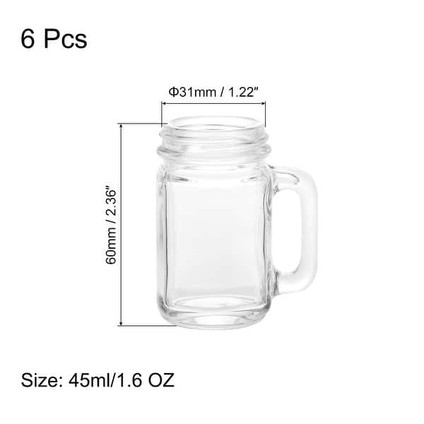 Mason Jar Shot Glasses with Handles, 6Pcs 45ml/1.6 OZ Reusable Glass