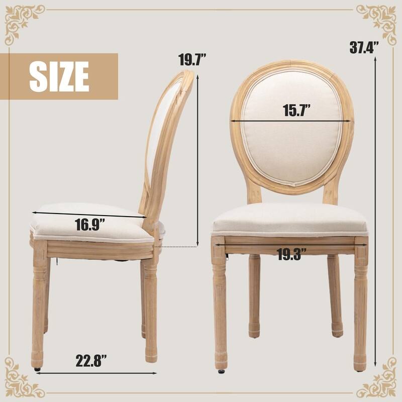 Upholstered French Style Nailhead Dining Chairs(Set of 4)