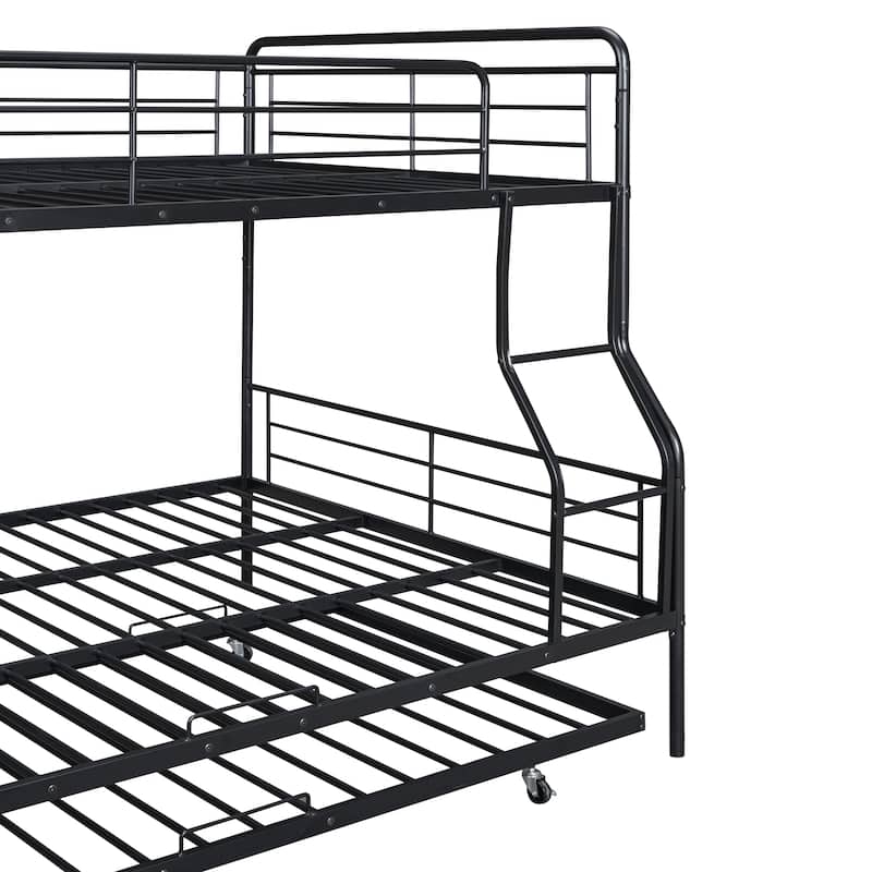 Full XL Over Queen Metal Bunk Bed Frame, Can be Split into 2 Beds, Streamlined Iron Crafted Frame