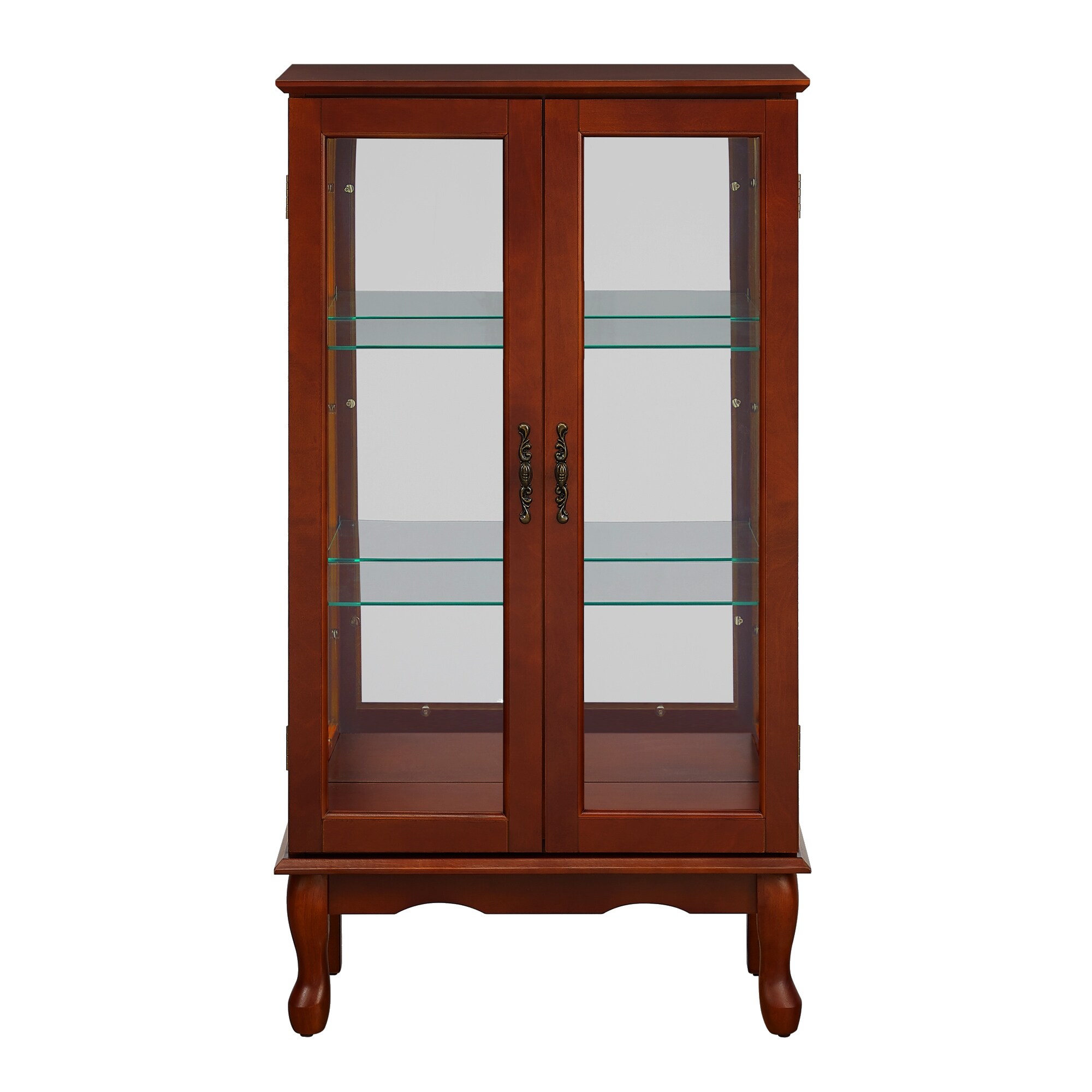 Curio Cabinets Lighted With Glass Doors Display Case With Adjustable Shelves And Mirrored Back Panel Display Your Treasures In Style With Our Lighted Curio Cabinet,Oak(E26 Light Bulb Not Included)