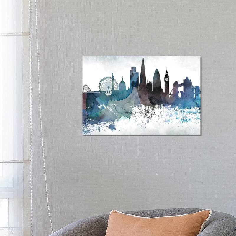 iCanvas "London Bluish Skylines" by WallDecorAddict Canvas Print - 18x26x1.5