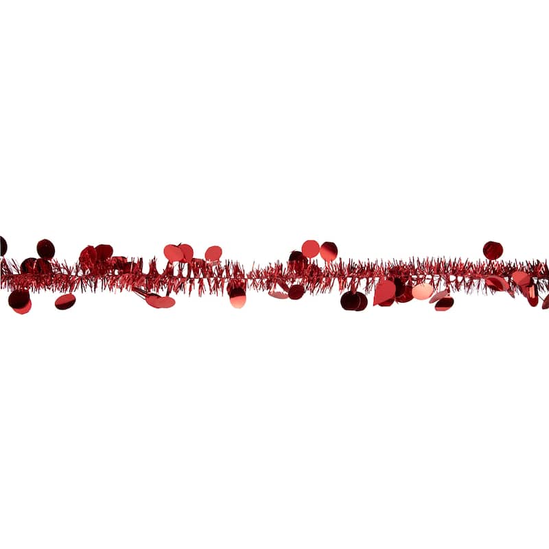 50' x 1.5" Tinsel Christmas Garland with Polka Dots - Unlit