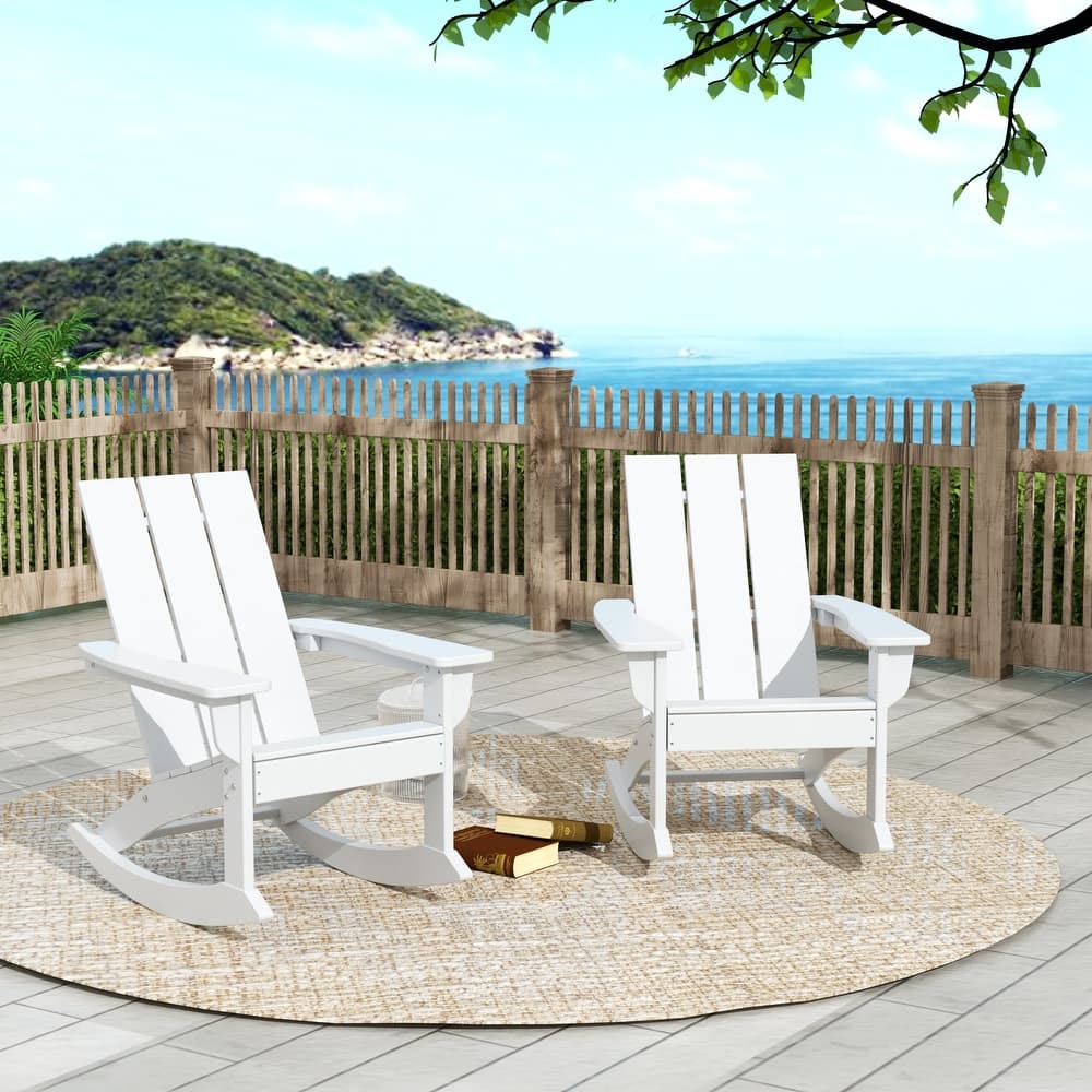 Shoreside Modern Eco-Friendly All Weather Poly Adirondack Rocking Chairs (Set of 2)