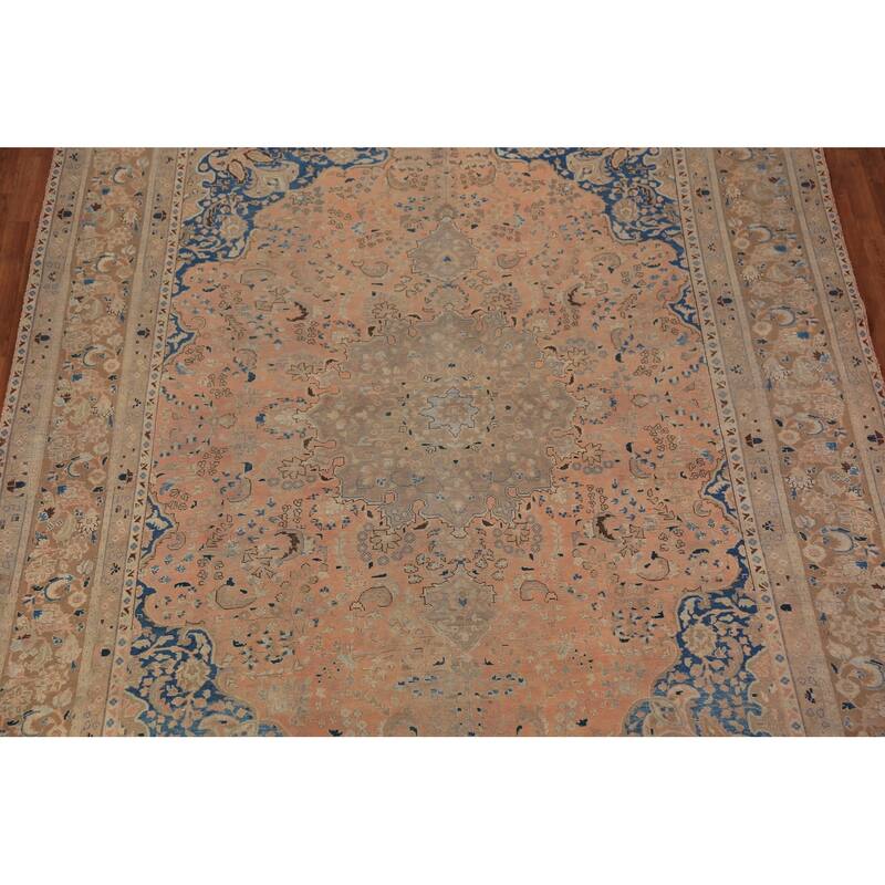 Orange Mashad Persian Area Rug Hand-Knotted Wool Carpet - 9'5"x 12'5"