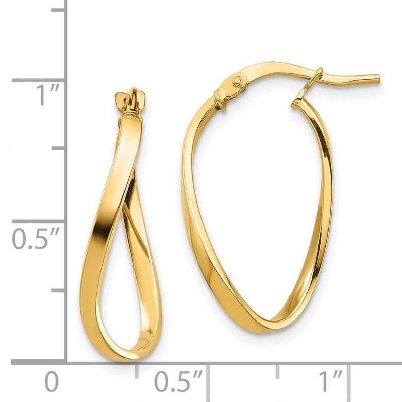 Curata 14k Yellow Gold Polished 24x2mm Wavy Hoop Earrings