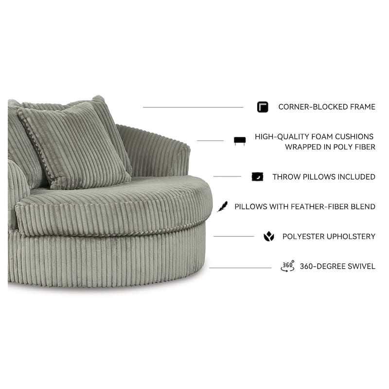 Signature Design by Ashley Lindyn Ivory Oversized Swivel Accent Chair - 58"W x 55"D x 36"H