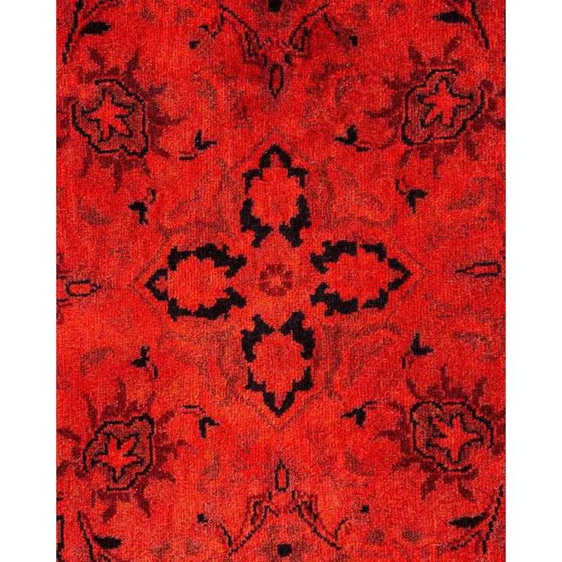 Overton Hand Knotted Wool Vintage Inspired Modern Contemporary Overdyed Red Square Area Rug - 5' 1" x 5' 1"