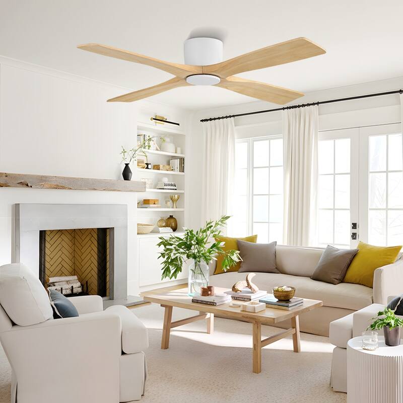 MLiAN 48" 4 Blades Indoor DC Flush Mount Ceiling Fan with Remote