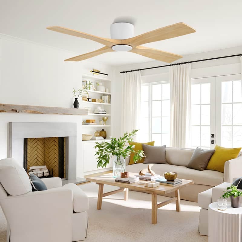 WINGBO 54" DC Flush Mount Ceiling Fan with Remote
