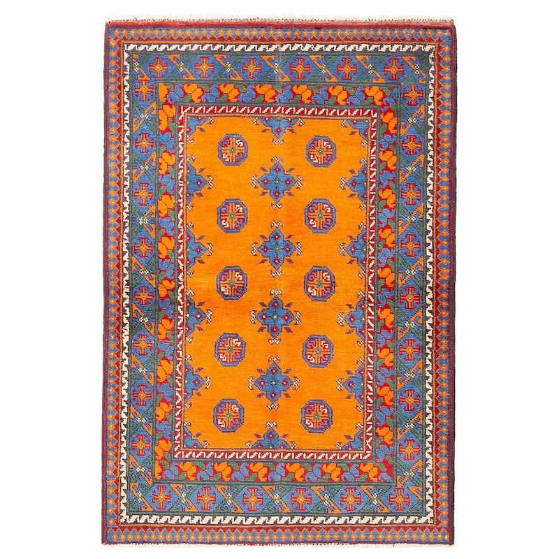ECARPETGALLERY Hand-knotted Afghan Burnt Orange Wool Rug - 3'5 x 4'11 - Burnt Orange - 3'5 x 4'11