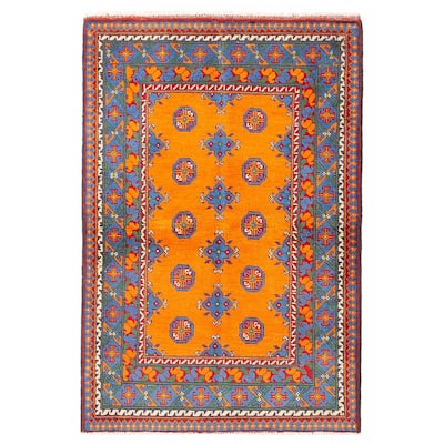 ECARPETGALLERY Hand-knotted Afghan Burnt Orange Wool Rug - 3'5 x 4'11