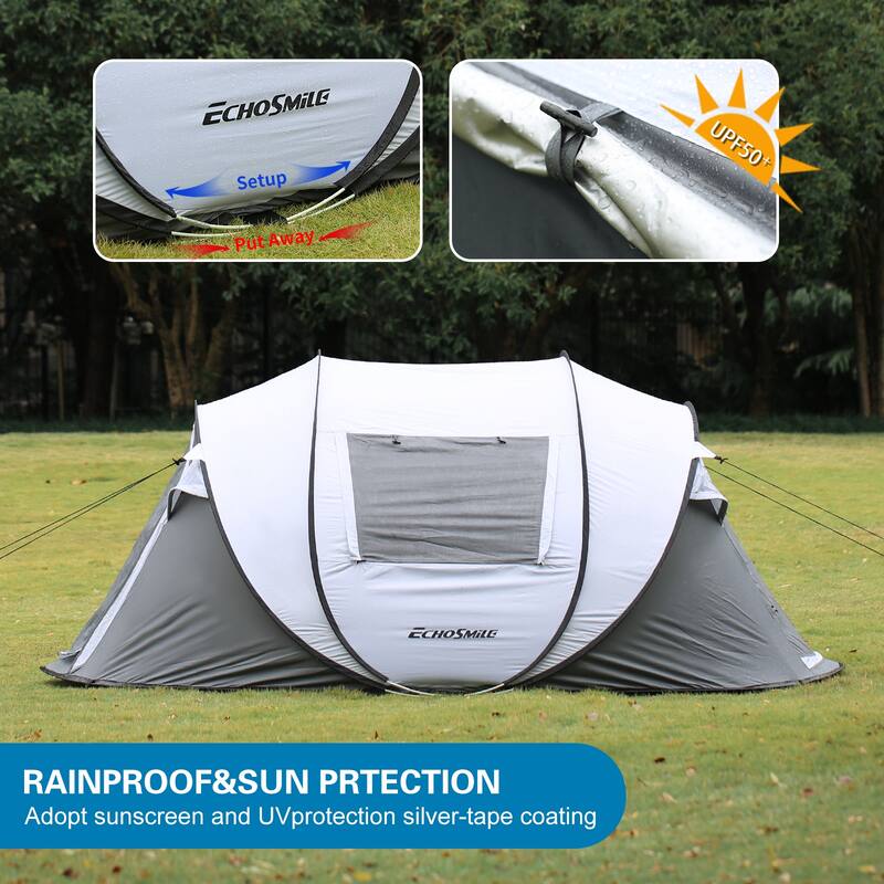 4-6 Persons White + Brown Pop-Up Boat Tent