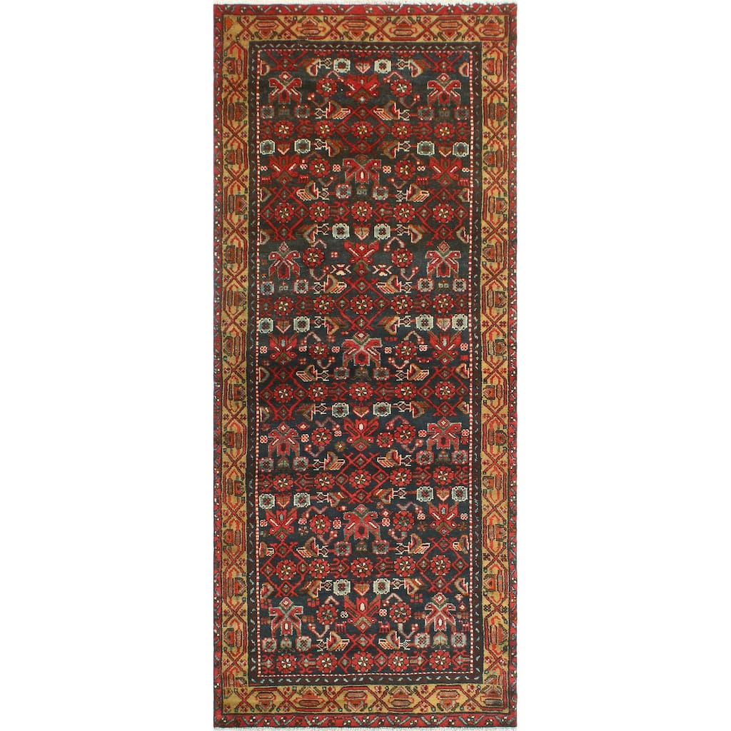 Fine Vintage Distressed Arkwrigh Charcoal/Gold Runner - 3'6" x 9'3"
