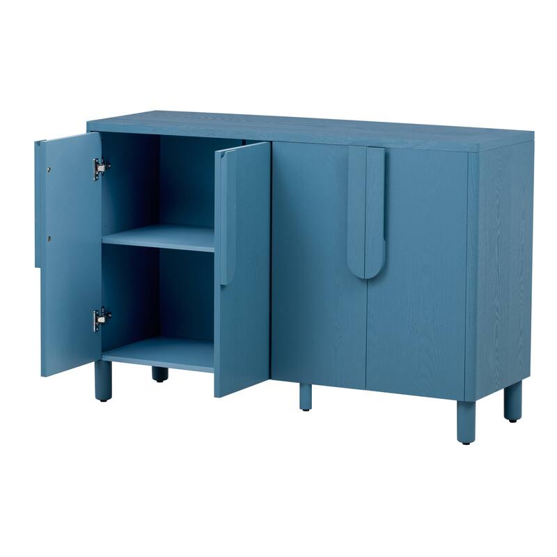 4-Door Buffet Cabinet with Storage, Wood Sideboard Cabinet with Unique Arc Handles and Adjustable Shelves