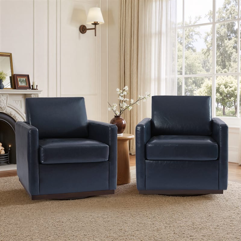Set of 2 Modern Swivel Accent Armchairs Upholstered Arm Chairs