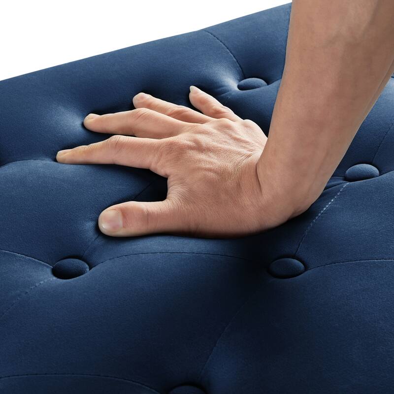 Upholstered Tufted Button Storage Bench with nails trim