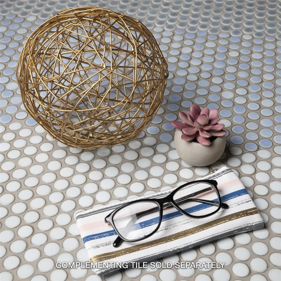Merola Tile Hudson Penny Round Silk White 11-7/8" x 12-5/8" Porcelain Floor and Wall Tile