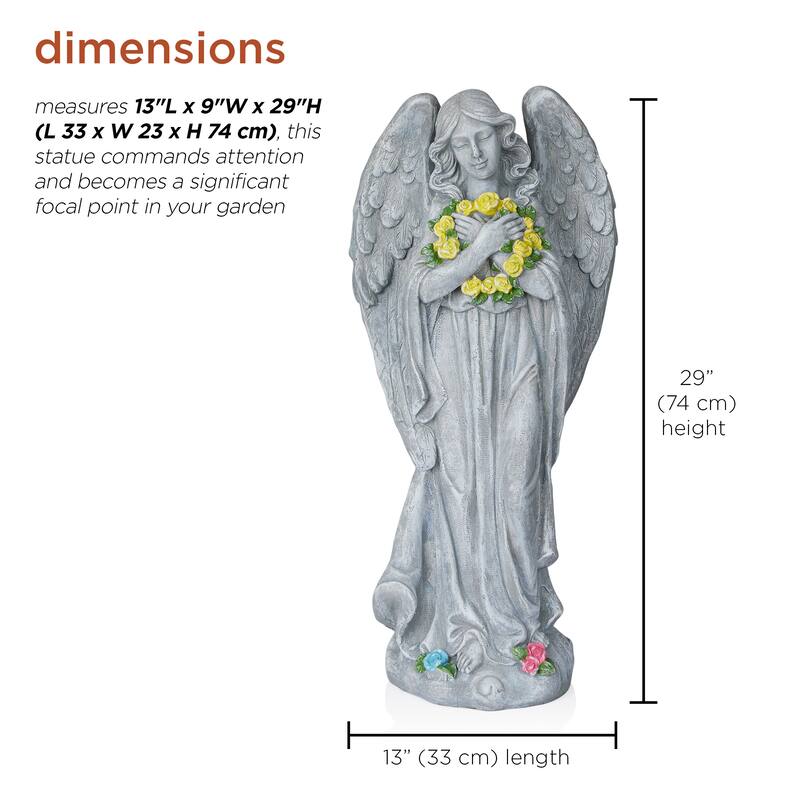 Angel with Yellow Flower Wreath Statue