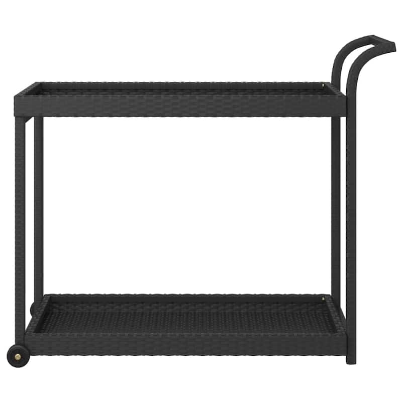 vidaXL Outdoor Bar Cart 2-Tier Serving Cart Rolling Utility Cart PE Rattan - 39.4" x 17.7" x 32.7"