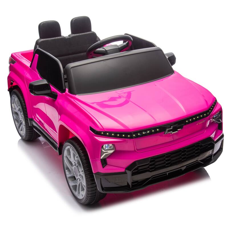 24V Licensed Chevrolet Silverado EV Ride-On Car for Kids with Slow Start, LED Lights, Bluetooth, USB, MP3, and Remote Control