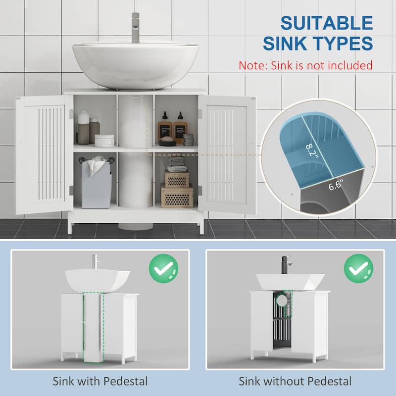 kleankin Under Sink Cabinet for Efficient Small Bathroom Storage, Modern and Elegant Bathroom Cabinet Storage for Small Spaces