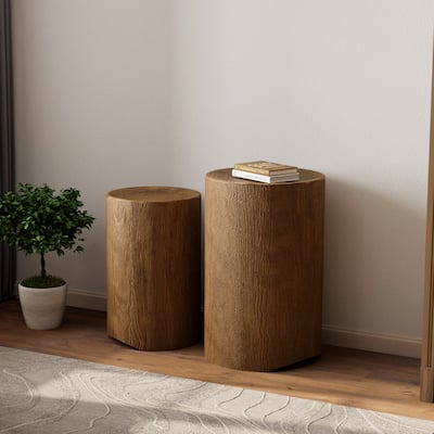 COSIEST Outdoor Concrete Side Tables (Set of 2)