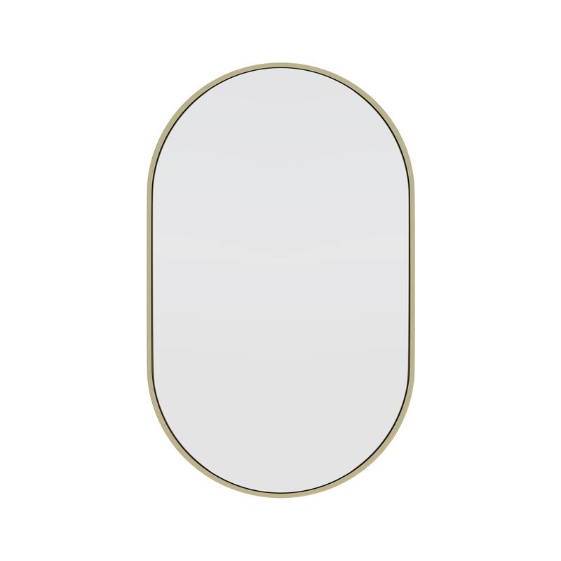Glass Warehouse 36 in. H x 22 in. W Pill Shape Stainless Steel Framed Mirror