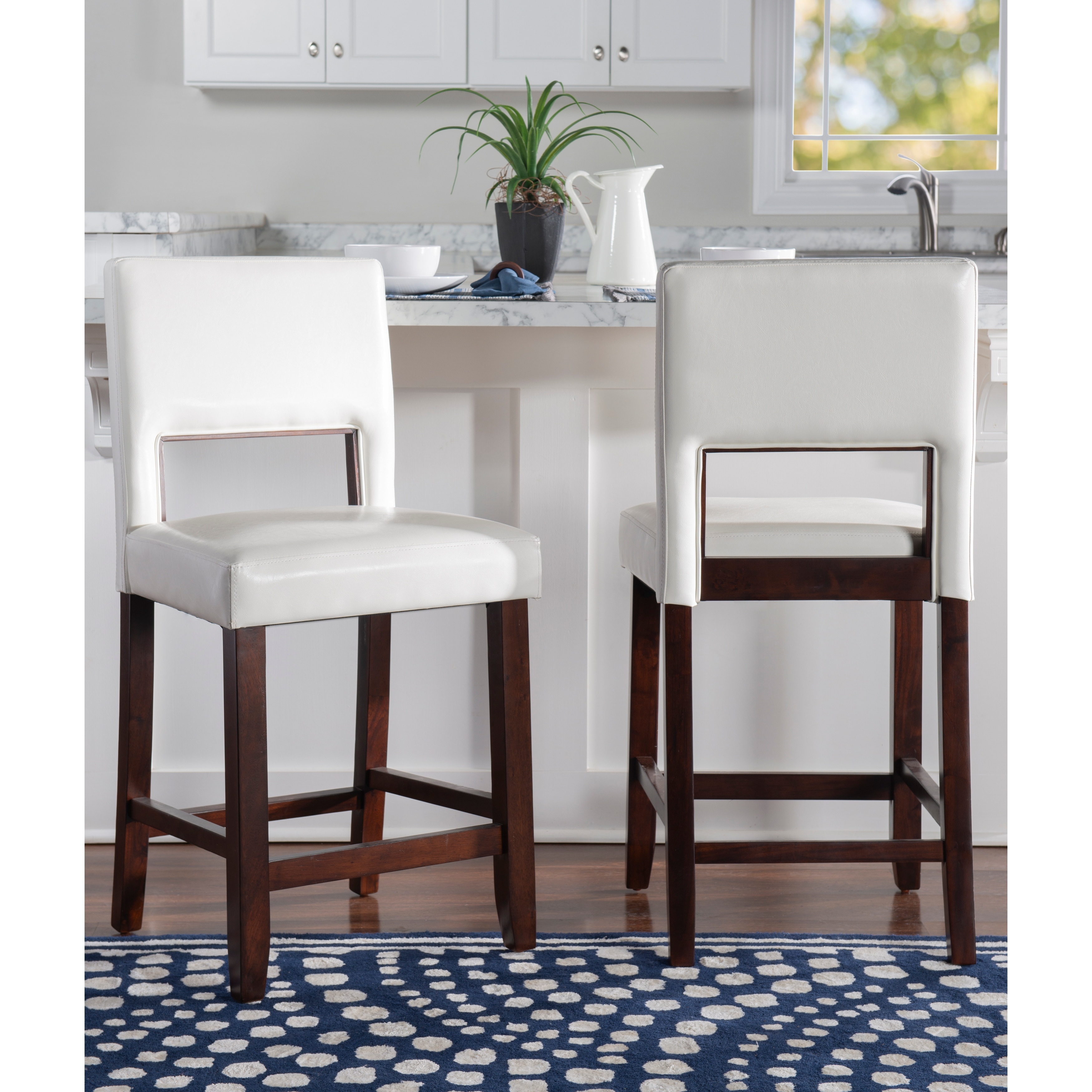 Linon Warren Faux Leather 24-inch Counter Stool