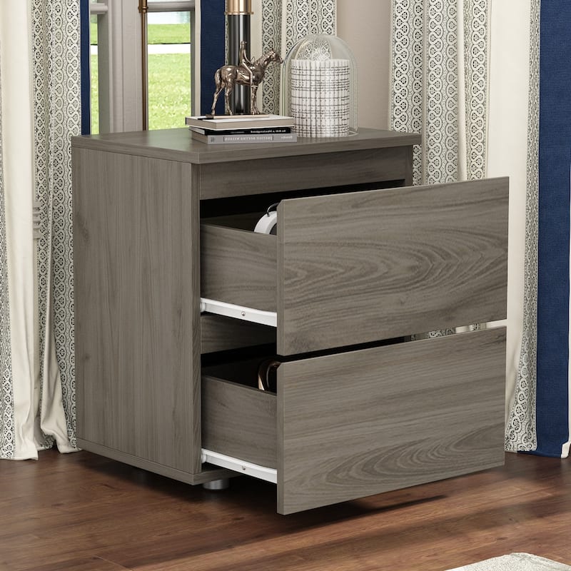 Premium 2-Drawer Nightstand 3 Colors Bedside Table by Kerrogee End Table