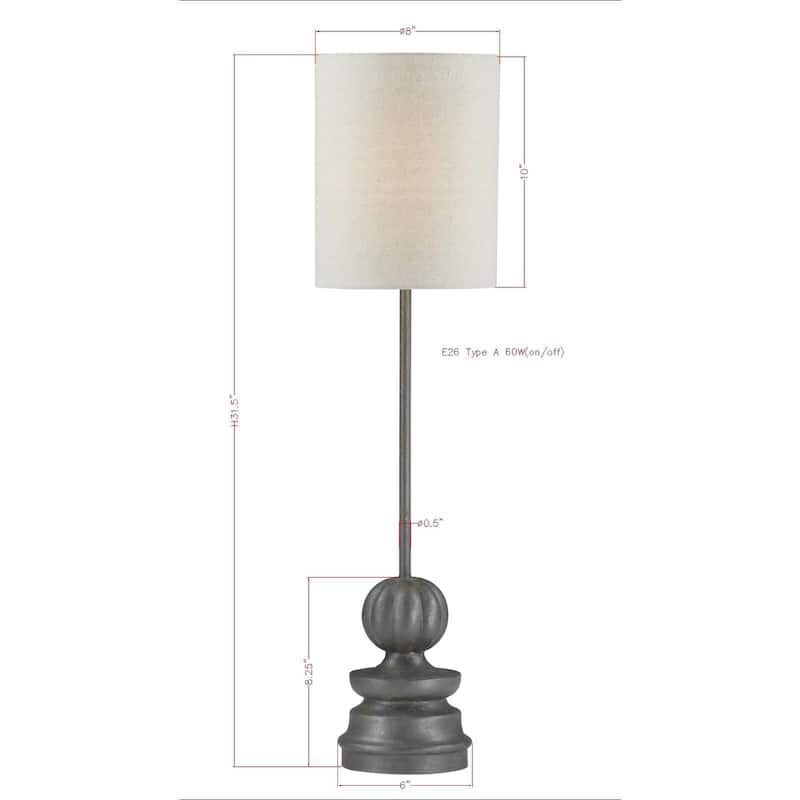 Brantley 32" Buffet Lamp with Linen Shade, Pewter (Set of 2)