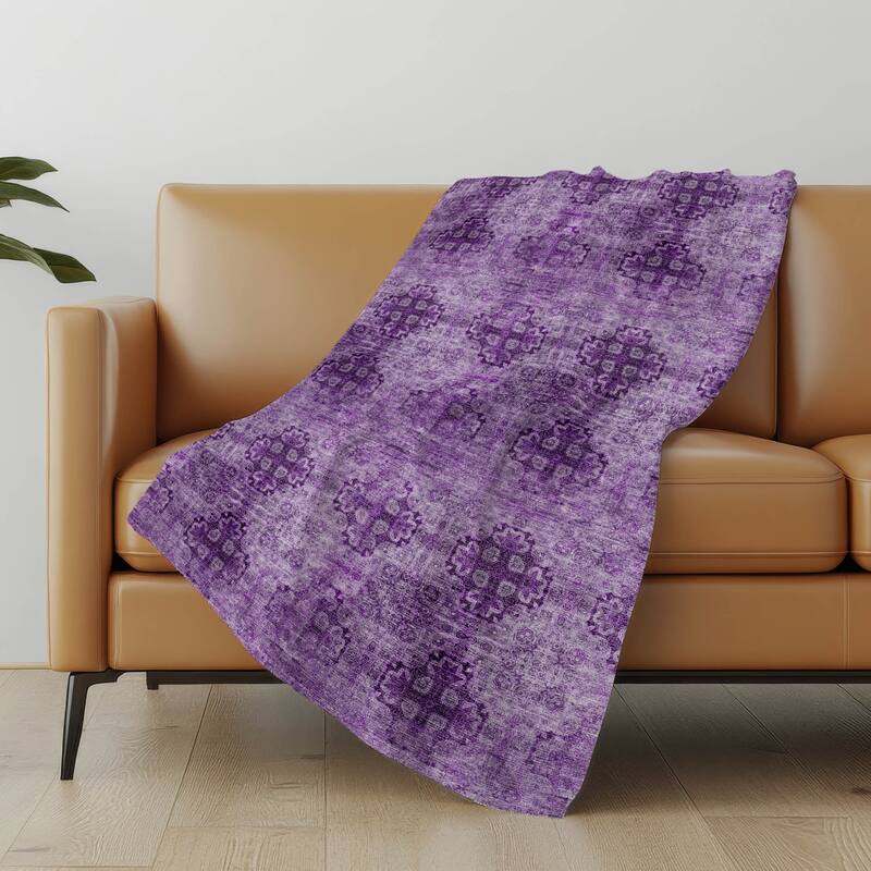 Premium Machine Washable Boho Imprints Sherpa Throw Blanket