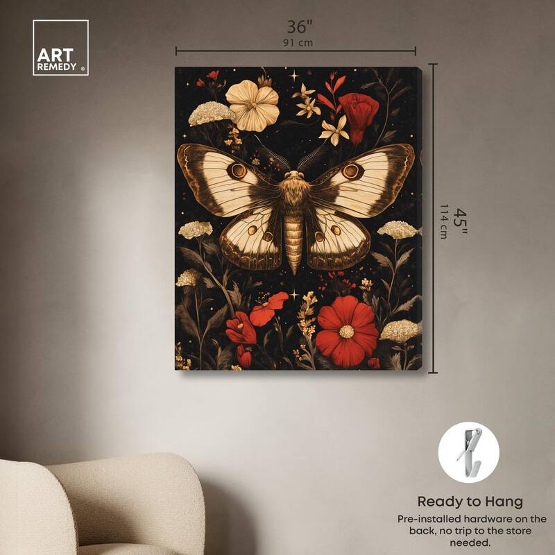 Flying Moth Canvas by Art Remedy, Gallery Wrapped