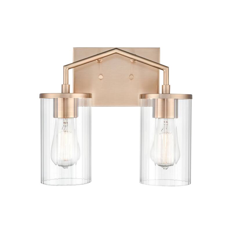 Millennium Lighting Beverlly Bathroom Vanity Light Fixture with Clear Beveled Glass Shades - 2 Light - Modern Gold