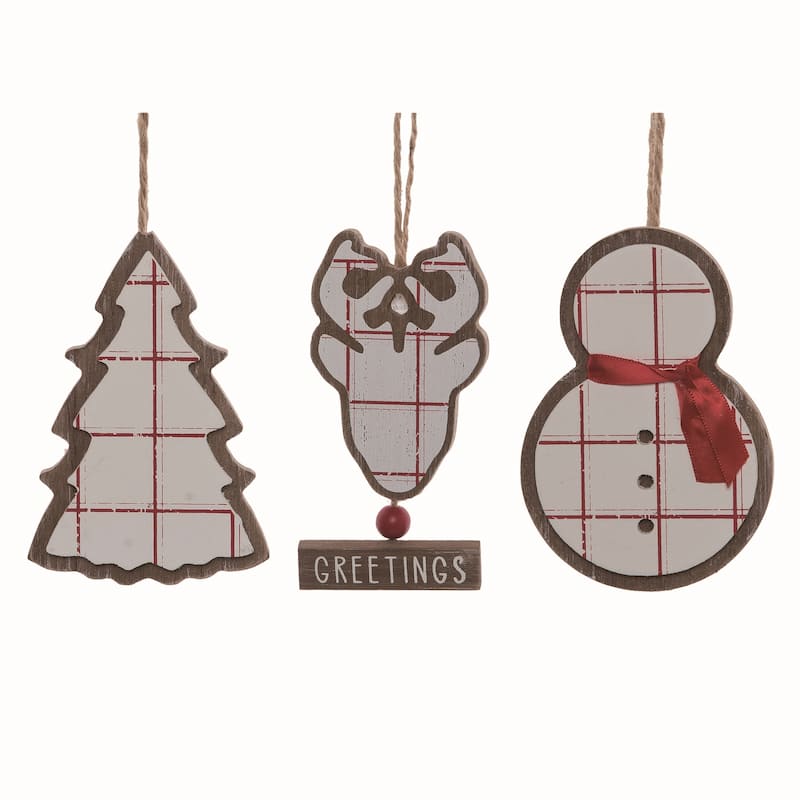 Transpac Wood Multicolor Christmas Ticking Stripe Ornaments Set of 3