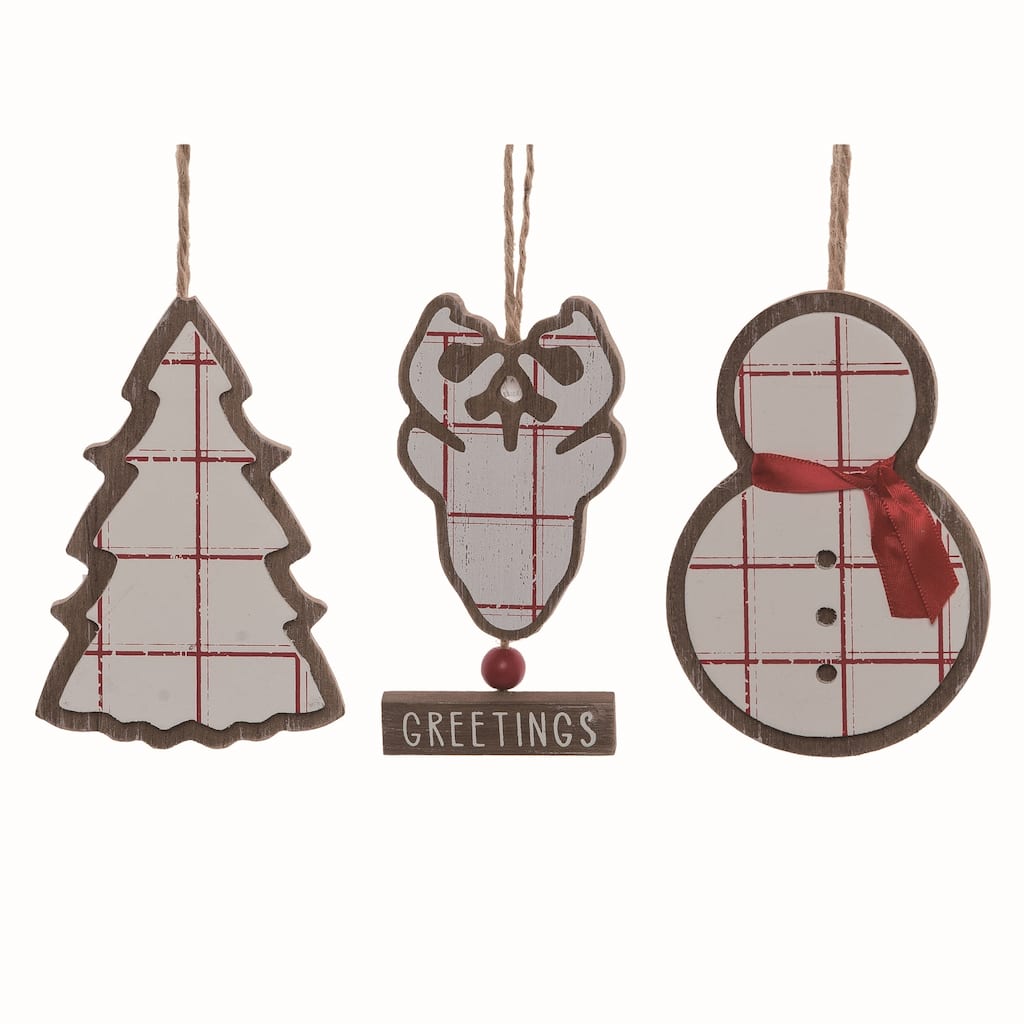 Transpac Wood Multicolor Christmas Ticking Stripe Ornaments Set of 3
